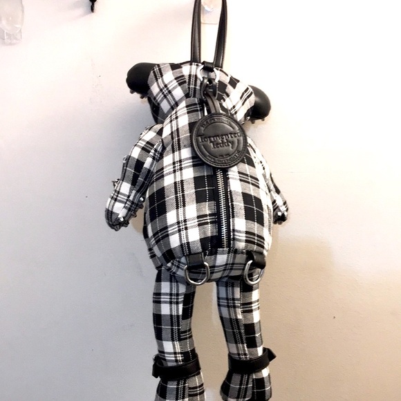 ❤️🔥🆕Dolls Kill / Club Exxx “Plaid Tormented Dead Teddy” Plaid LMT ED Backpack - Picture 2 of 11